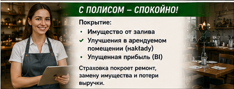 HoReCa — Залив в кафе — Со страховой защитой