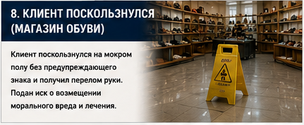 Розница и торговля — Клиент поскользнулся в магазине электроники — Вводные