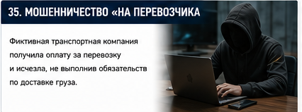 Транспорт и логистика — Мошенничество с фейковым перевозчиком — Вводные